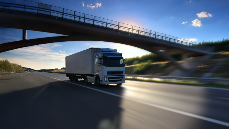 Long-haul removal truck on the highway